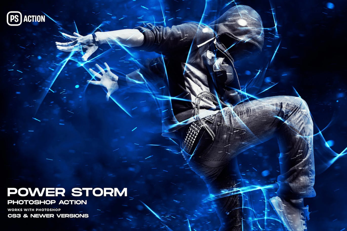 电力风暴效果照片处理Photoshop动作 Power Storm Photoshop Action 插件预设 sucaiwan.com