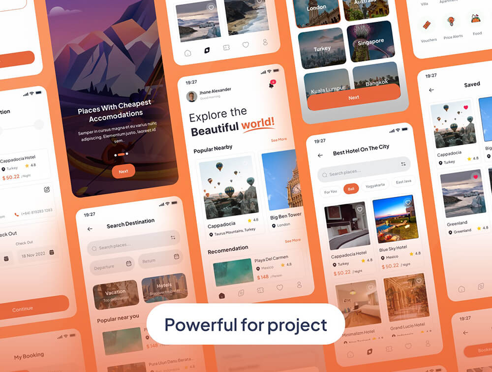旅游旅行App移动应用程序UI套件 APP UI sucaiwan.com
