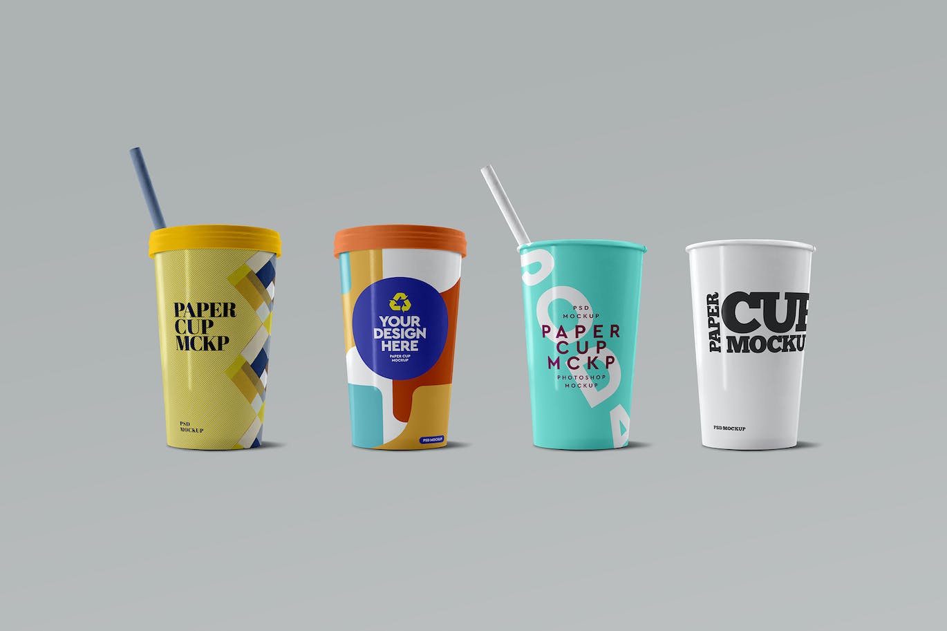可回收饮料纸杯设计样机 Paper Cup Mockup Recycled White 01 样机素材 sucaiwan.com