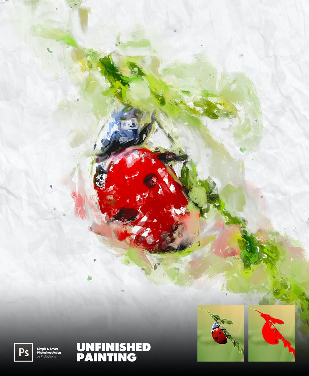 未完成的绘画效果照片处理ps动作 Unfinished Painting Photoshop Action 插件预设 sucaiwan.com