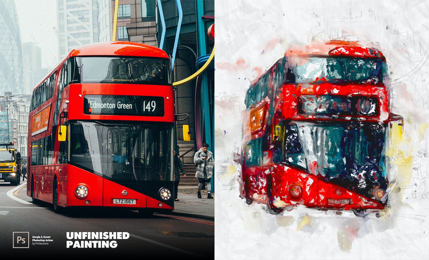 未完成的绘画效果照片处理ps动作 Unfinished Painting Photoshop Action 插件预设 sucaiwan.com