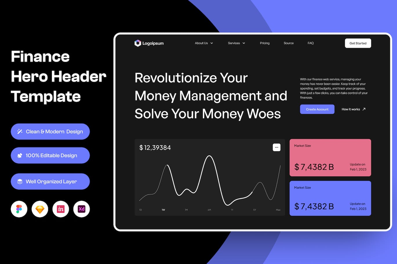 金融业务网站Header头部设计模板 Finance Hero Header Image APP UI sucaiwan.com