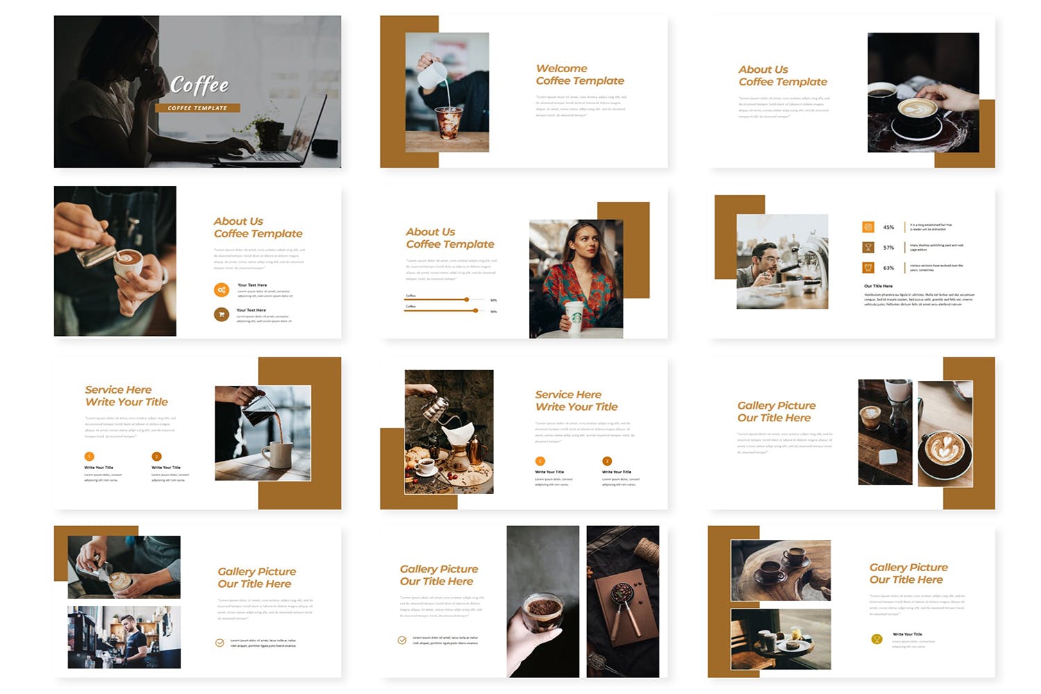 咖啡文化演示文稿PPT模板 Coffee – Powerpoint Template 幻灯图表 sucaiwan.com