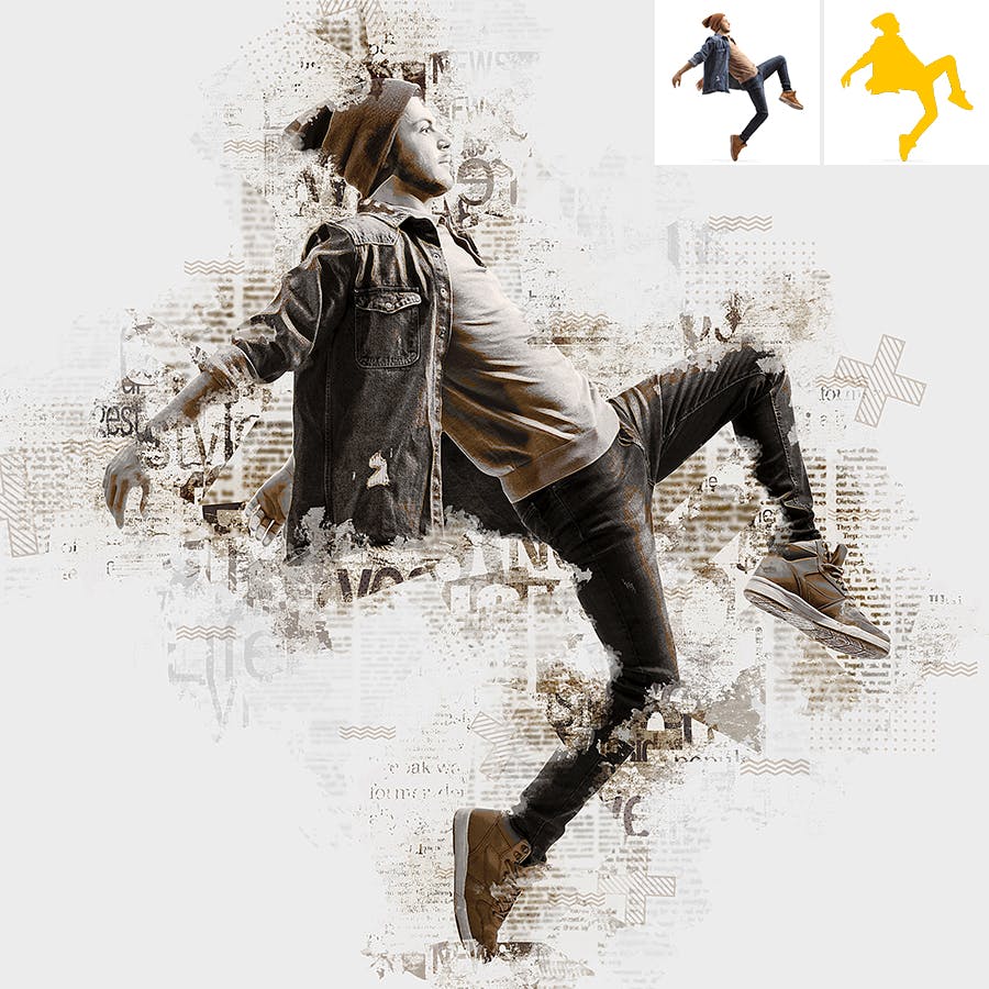 抽象报纸效果照片处理Photoshop动作 Abstract Newspaper Photoshop Action 插件预设 sucaiwan.com