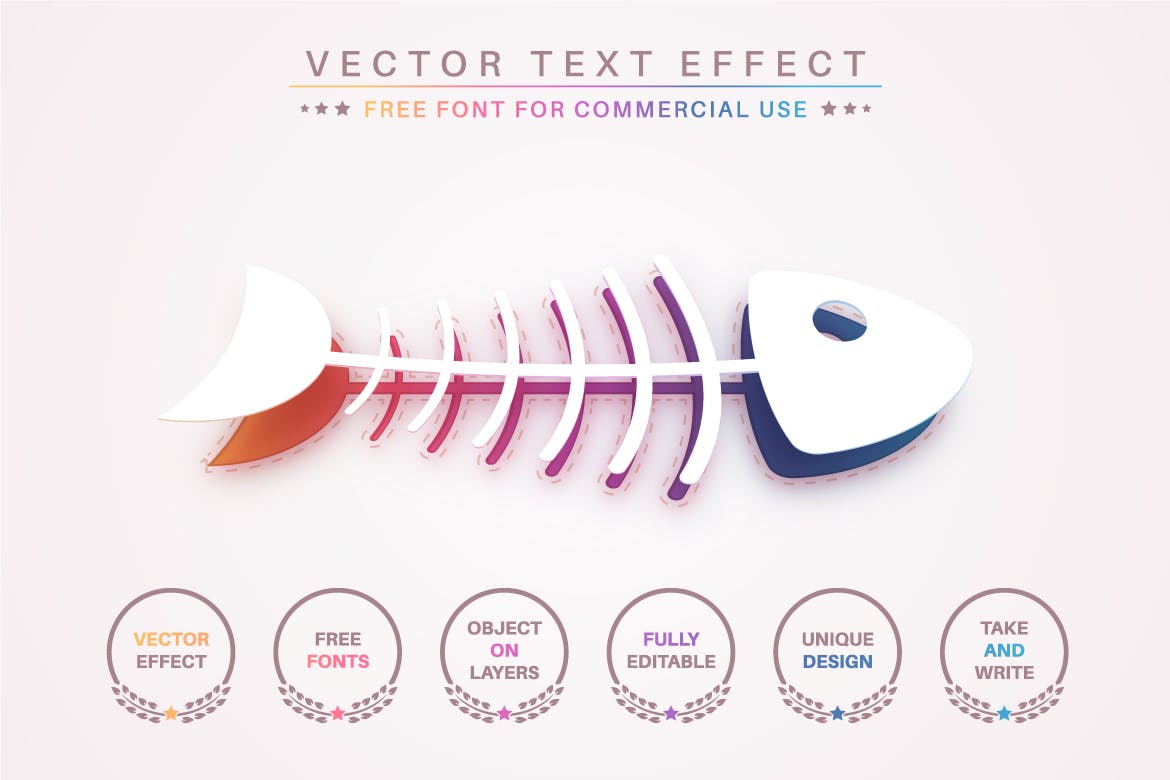 彩虹色矢量文字效果字体样式 Rainbow Color – Editable Text Effect, Font Style 插件预设 sucaiwan.com