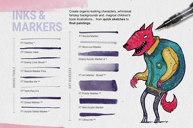 Procreate墨水、水笔和记号笔刷套装 笔刷资源 sucaiwan.com