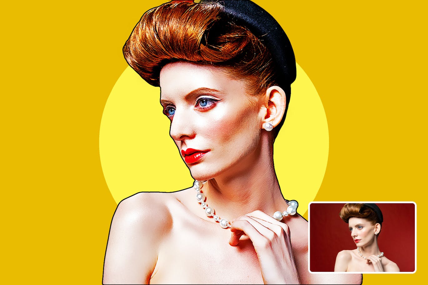 卡通肖像效果PS动作模板 Cartoon Portrait Photoshop Action 插件预设 sucaiwan.com