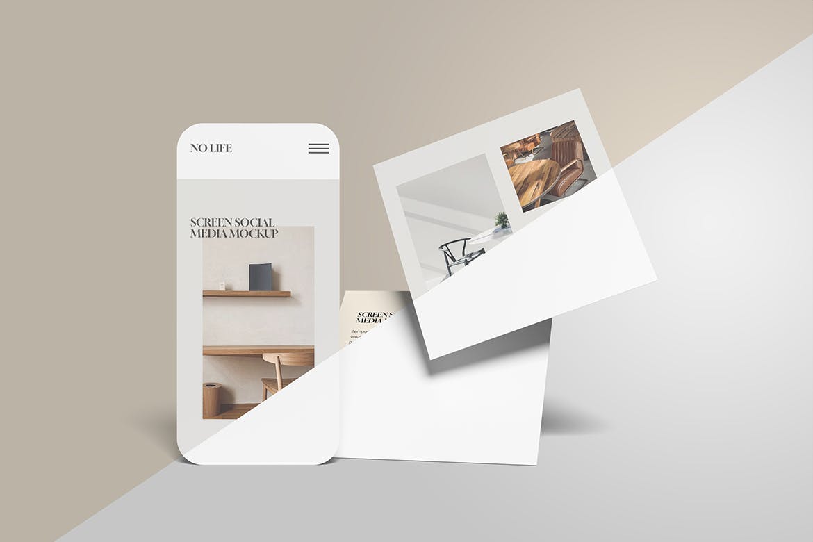 优雅的社交帖子&手机屏幕页面样机图v3 Elegant Social Media Mockup V3 样机素材 sucaiwan.com