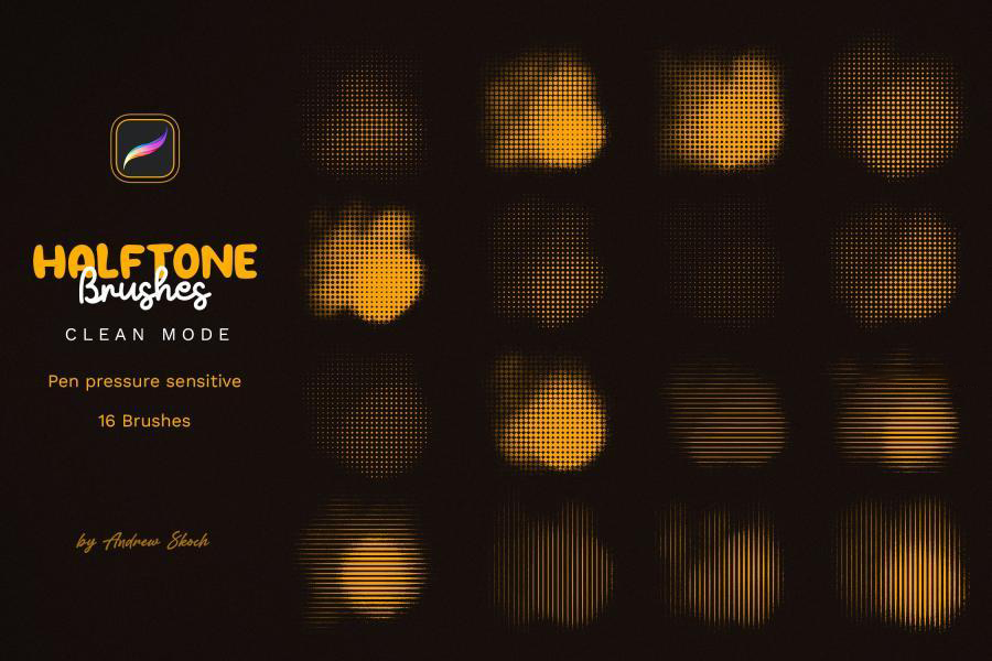 Procreate笔刷-复古半色调效果Procreate笔刷下载 笔刷资源 sucaiwan.com
