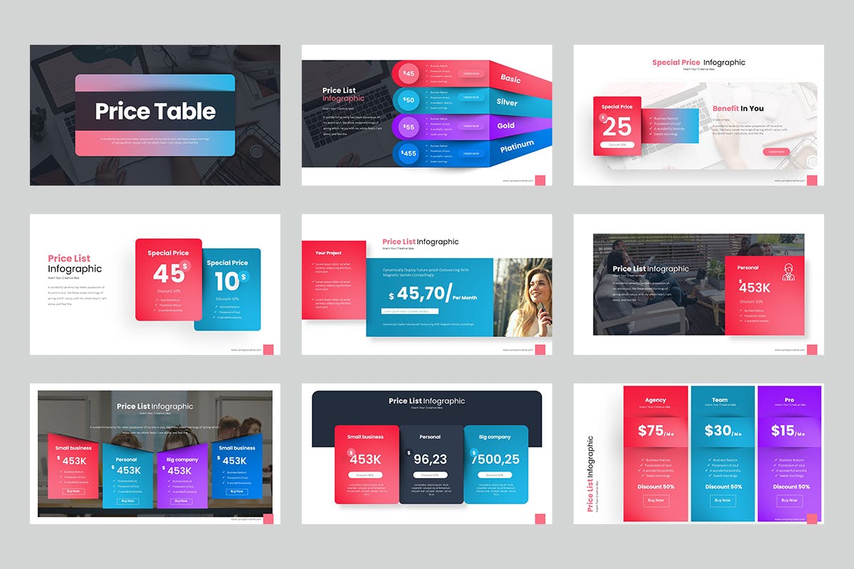 价格表单套餐图表PPT模板 Price Table PowerPoint Presentation 幻灯图表 sucaiwan.com