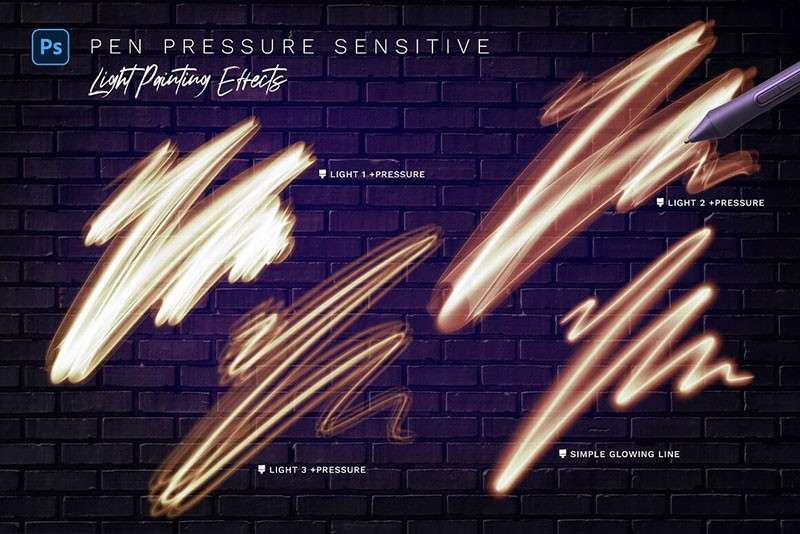 27个霓虹光效Photoshop笔刷套装 笔刷资源 sucaiwan.com