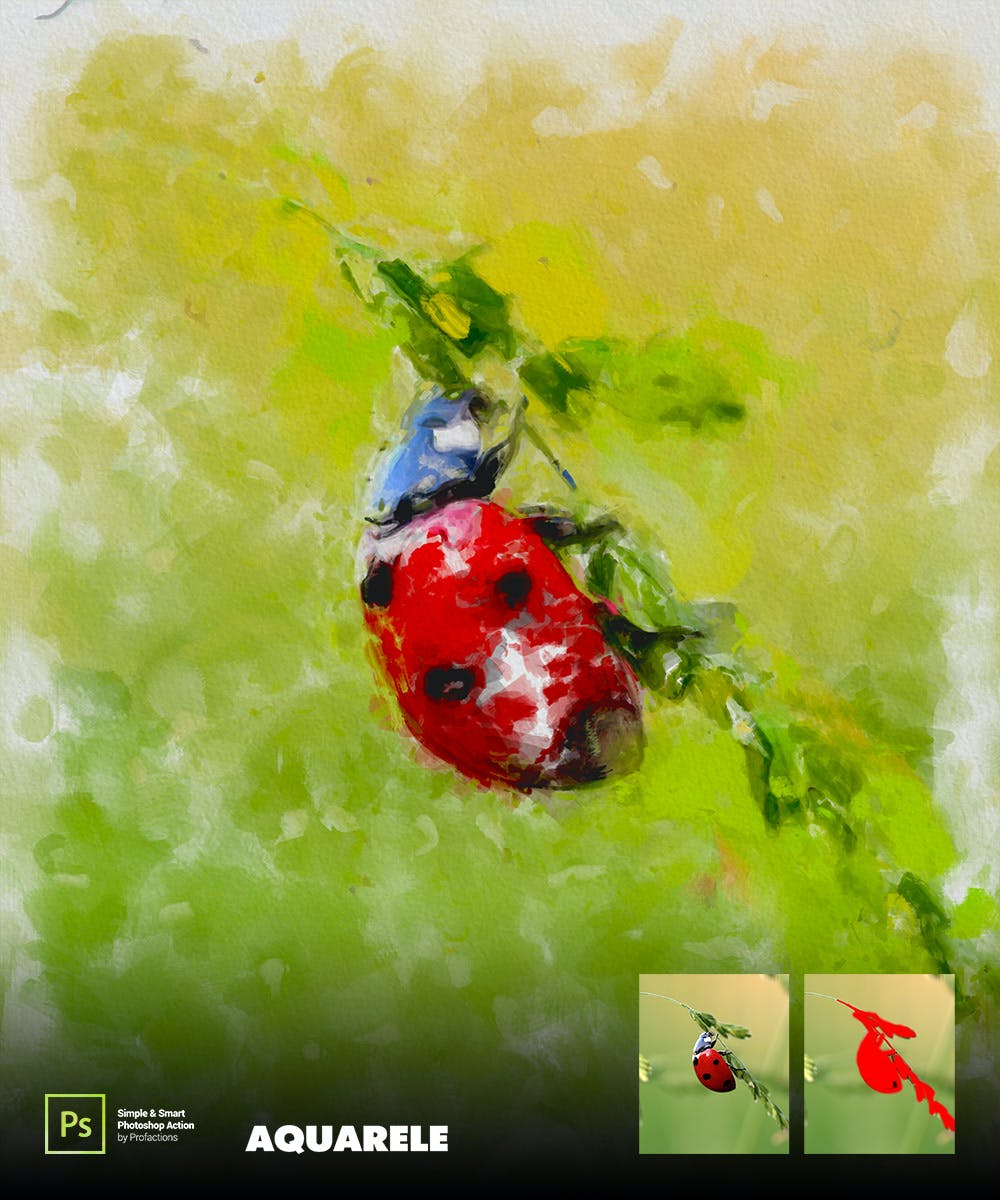 水彩画效果照片处理ps动作 Aquarelle Photoshop Action 插件预设 sucaiwan.com