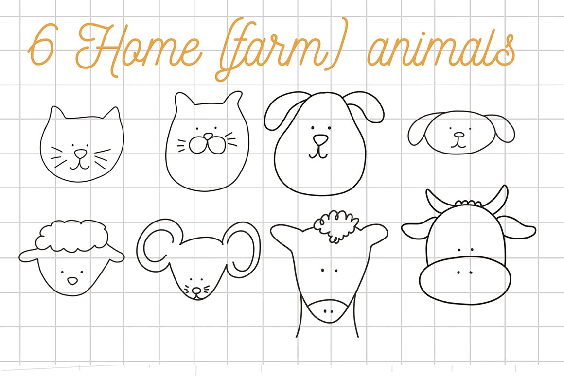 可爱的动物形状Procreate笔刷 Cute animals Procreate stamps 笔刷资源 sucaiwan.com