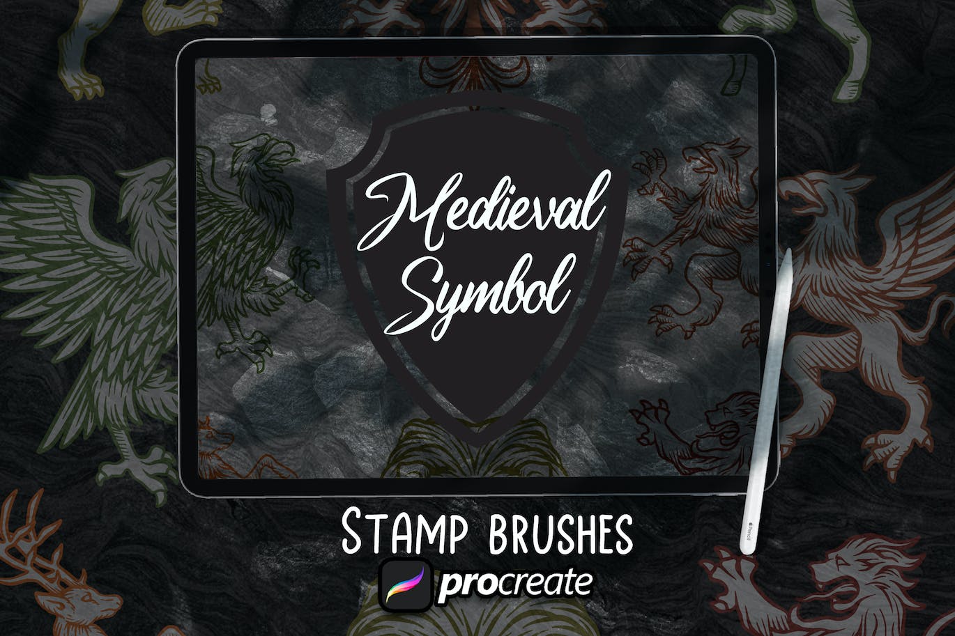 中世纪符号纹章Procreate印章绘画笔刷素材 Medieval Symbol Heraldic Brush Stamp Procreate 笔刷资源 sucaiwan.com