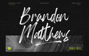超酷手写镂空毛笔风格英文字体 Brandon Matthews Handbrush Script