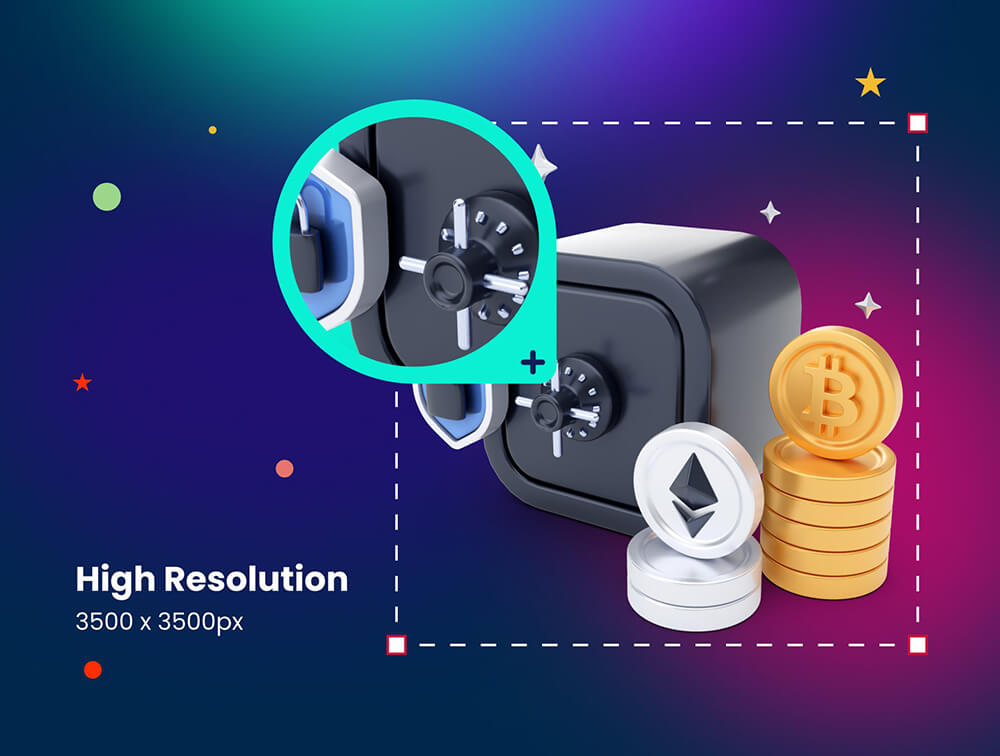 加密货币3D插画 图标素材 sucaiwan.com