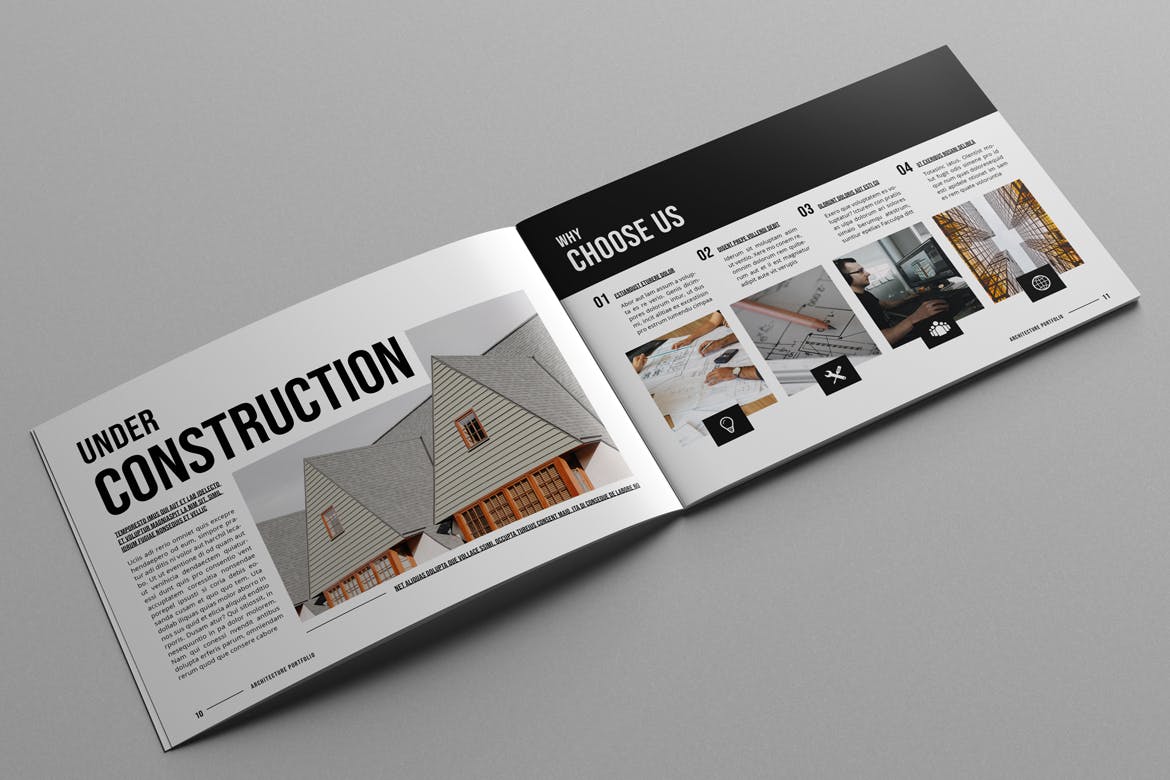 建筑作品画册排版设计模板 Architecture Portfolio – Landscape 幻灯图表 sucaiwan.com