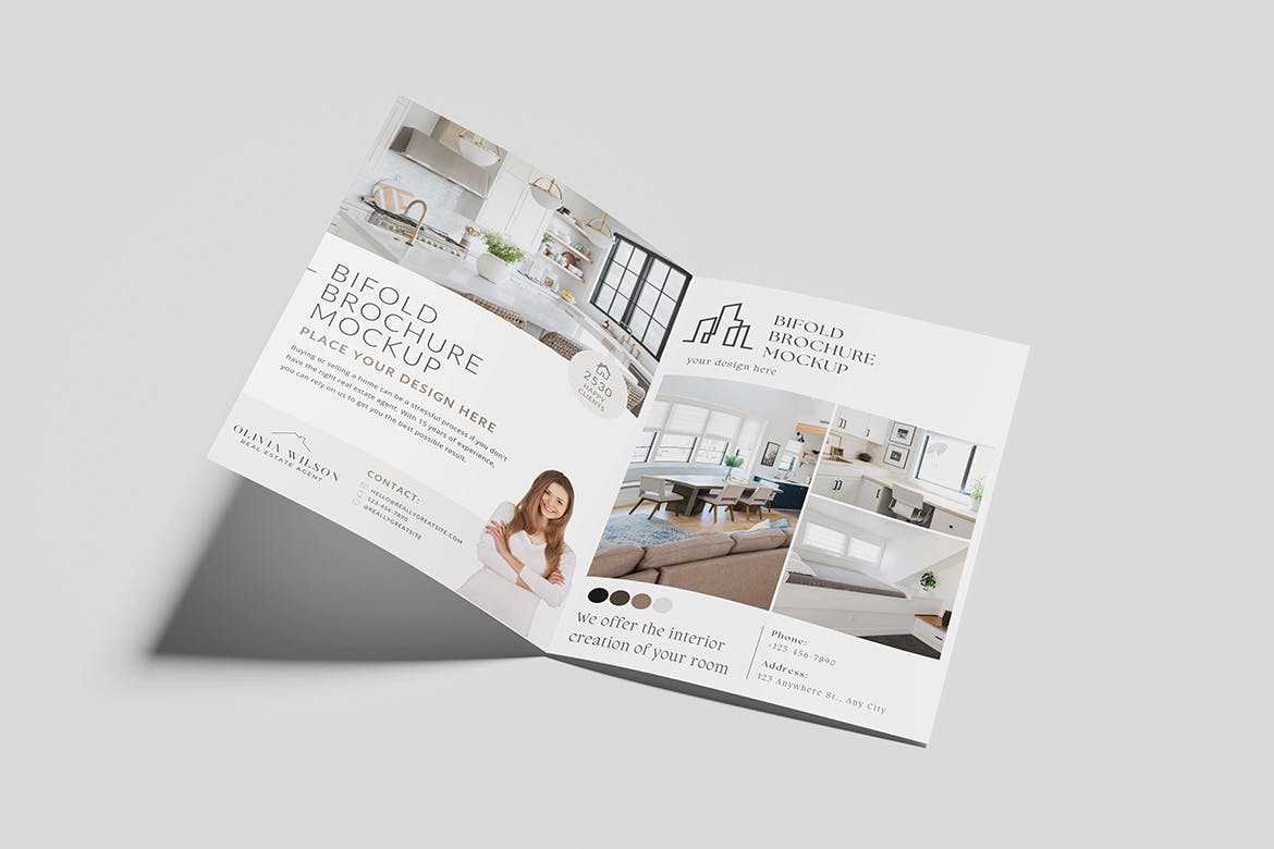 双折小册子效果图设计样机 Bifold Brochure Mockup 样机素材 sucaiwan.com