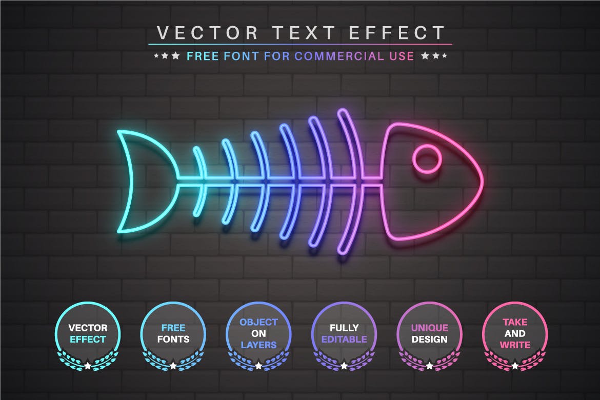 霓虹灯管矢量文字效果字体样式 Night Club – Editable Text Effect, Font Style 插件预设 sucaiwan.com
