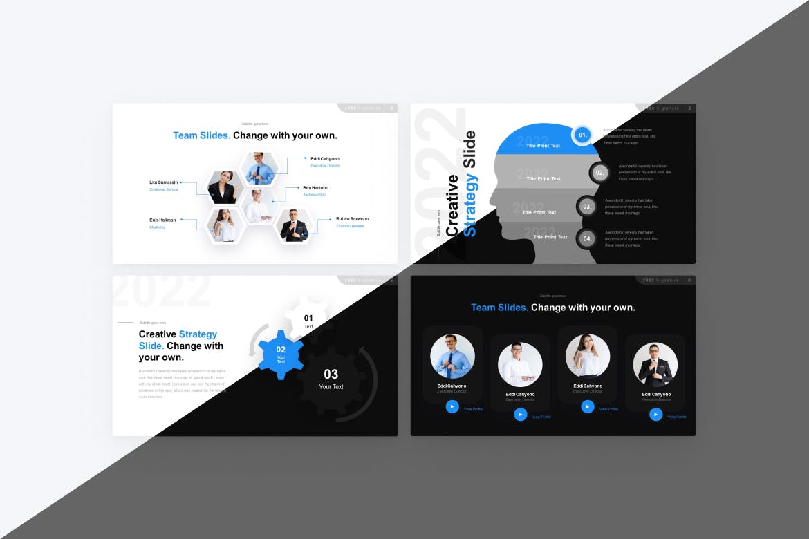 简介/团队和战略PPT创意模板 Profile, Team & Strategy PowerPoint Template 幻灯图表 sucaiwan.com