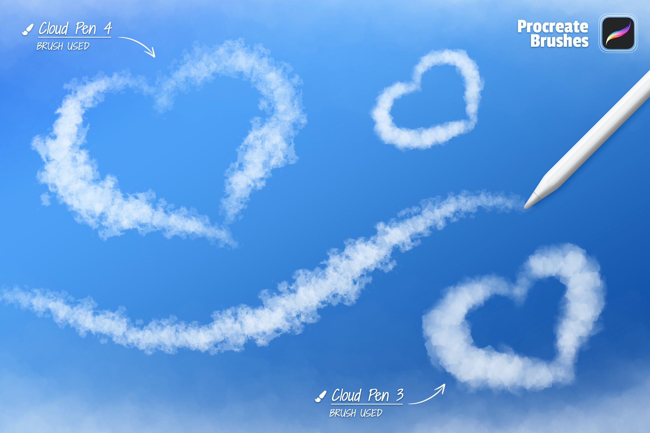 白云纹理Procreate笔刷 Clouds Procreate Brushes 笔刷资源 sucaiwan.com