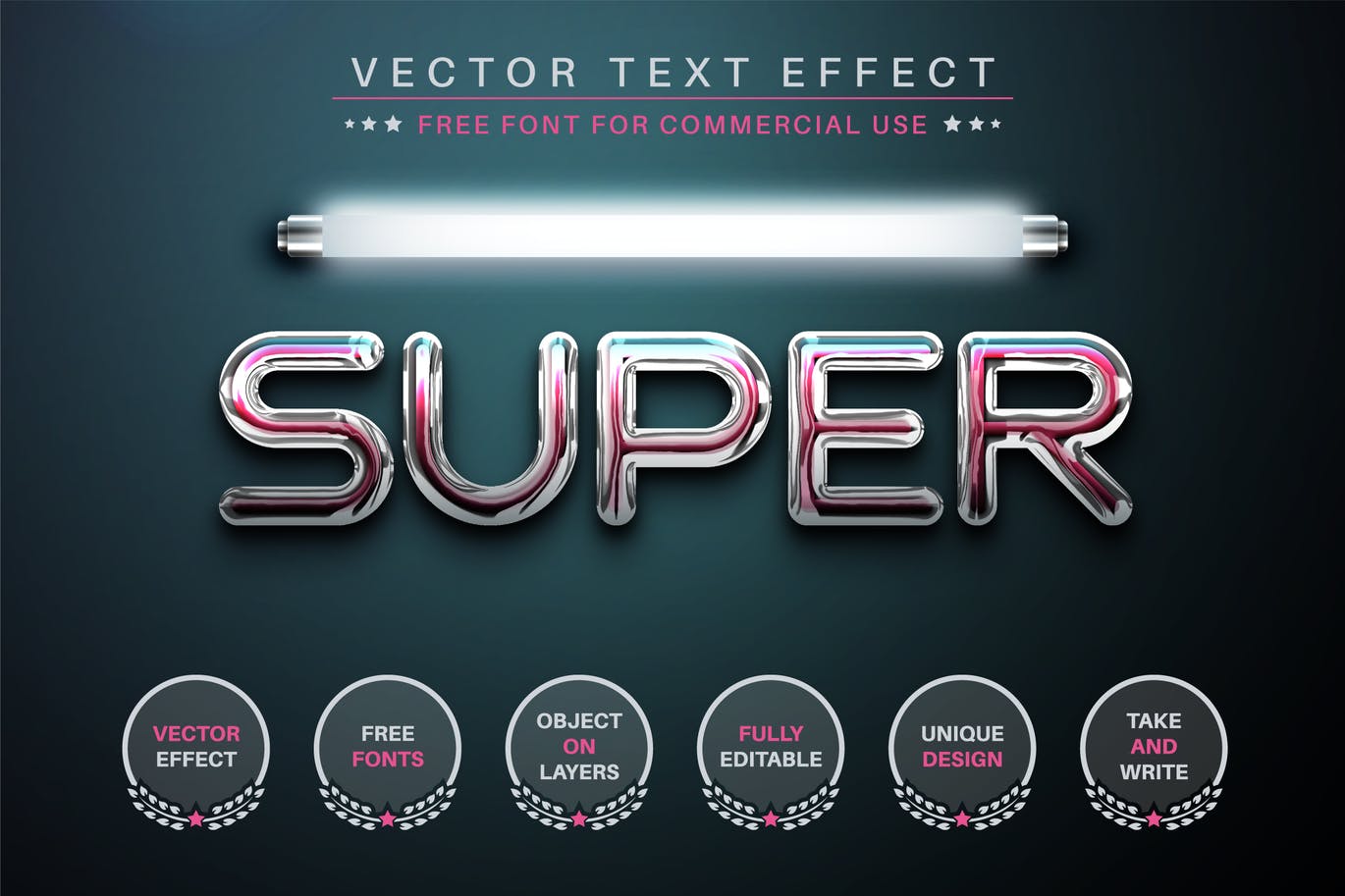 水晶灯管矢量文字效果字体样式 Super Light – Editable Text Effect, Font Style 插件预设 sucaiwan.com