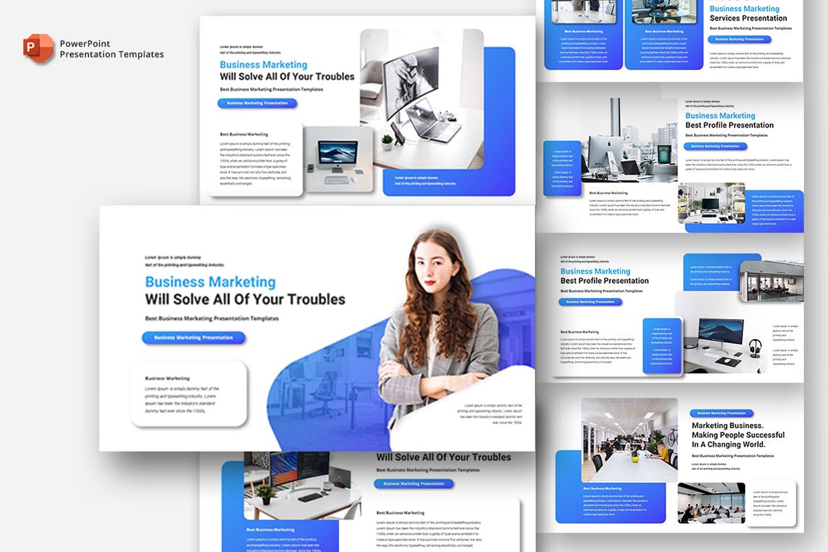 商业营销PPT模板下载 Business Marketing – PowerPoint Template 幻灯图表 sucaiwan.com