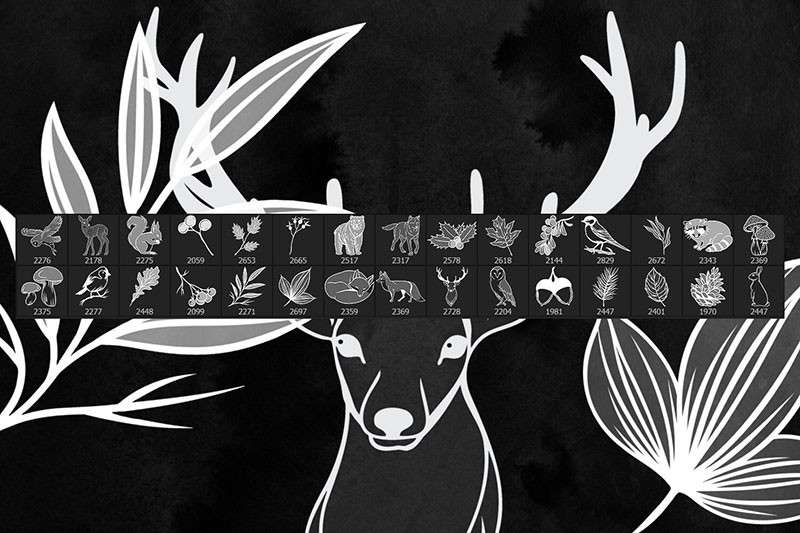 30个秋天和动物图案PS笔刷 笔刷资源 sucaiwan.com