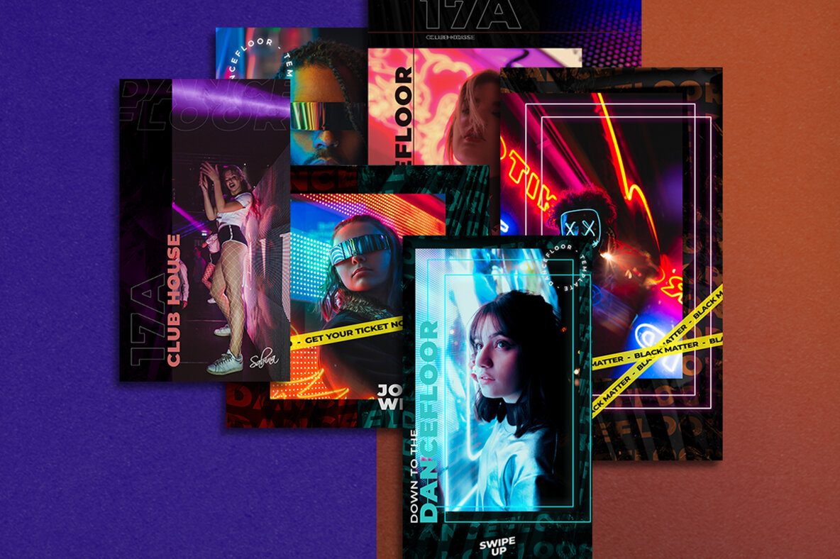 新潮酒吧夜店舞蹈俱乐部霓虹灯时髦现代错版文字PSD模板 Dance Floor Instagram Post Stories 设计素材 第7张-素材湾丨精选海外优质设计素材资源 新潮酒吧夜店舞蹈俱乐部霓虹灯时髦现代错版文字PSD模板 Dance Floor Instagram Post Stories 设计素材 sucaiwan.com