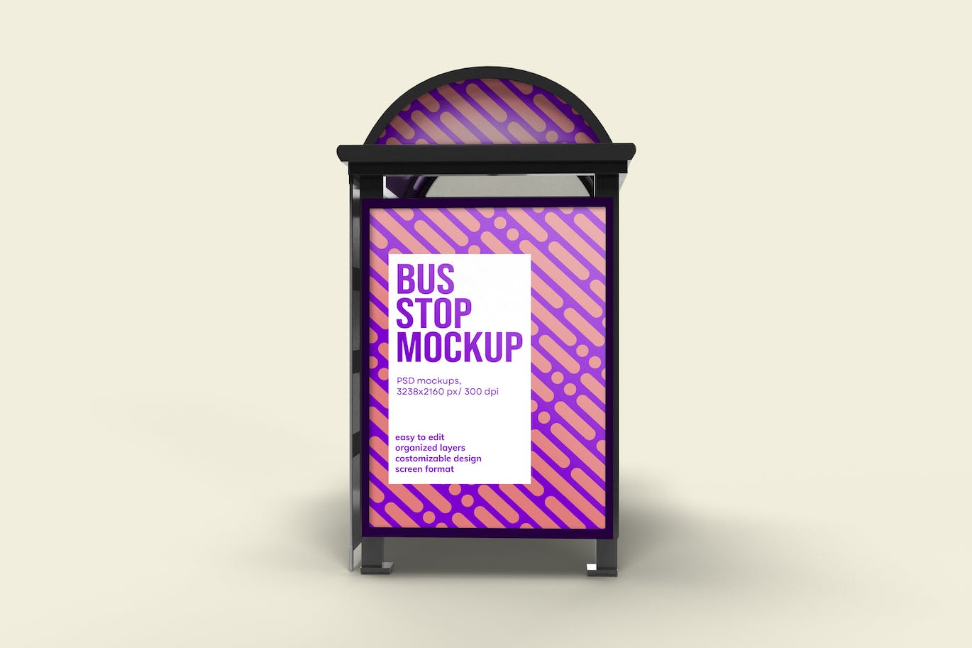 巴士站台广告海报样机 Bus Stop Mockup with editable background 样机素材 sucaiwan.com