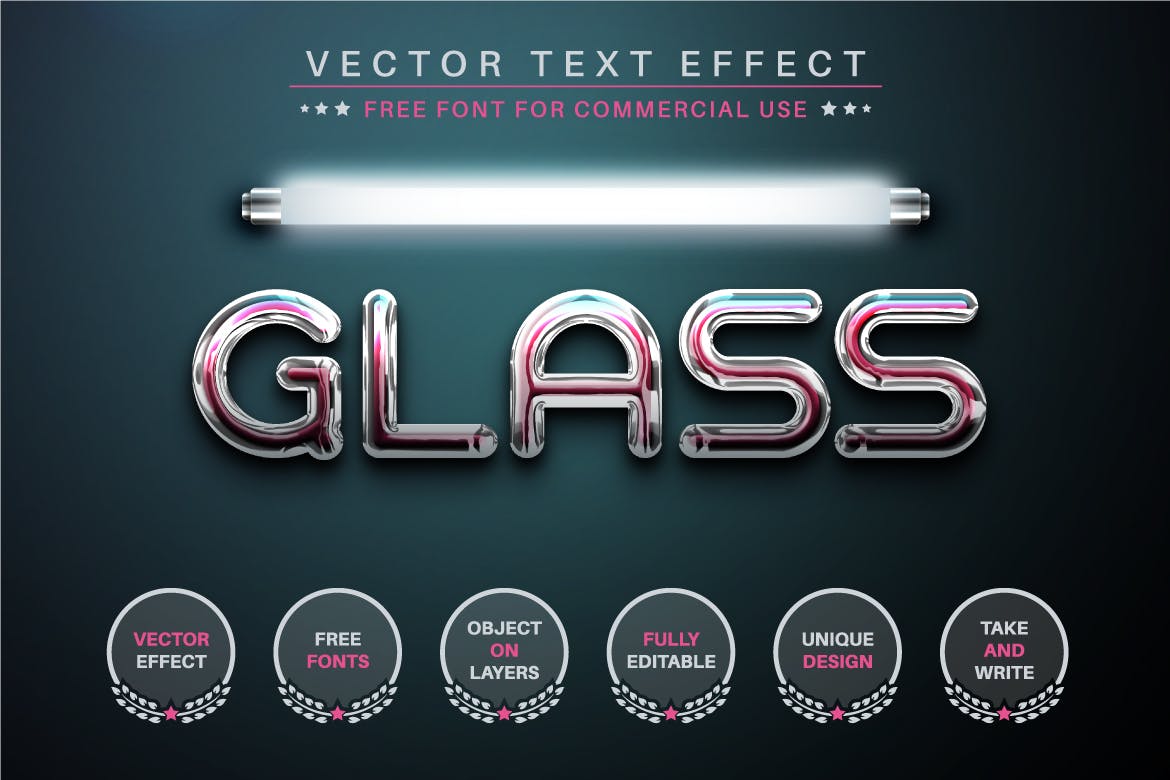 水晶灯管矢量文字效果字体样式 Super Light – Editable Text Effect, Font Style 插件预设 sucaiwan.com