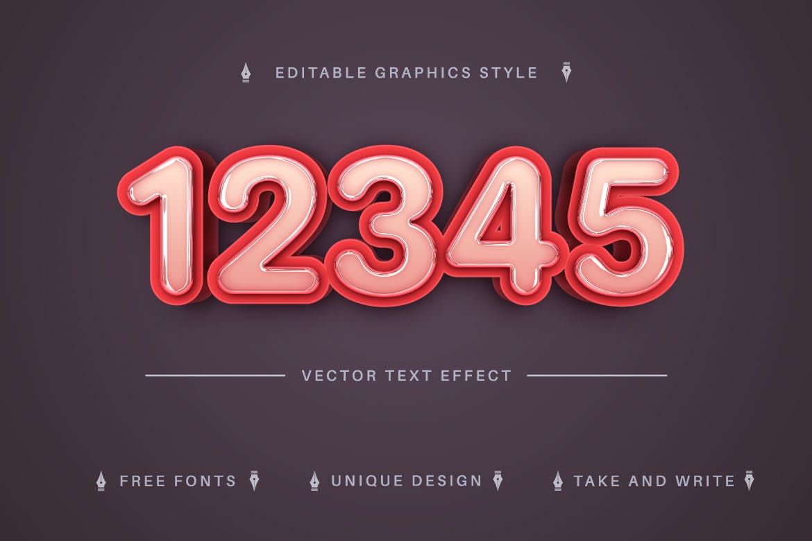 3D玻璃矢量文字效果字体样式 Smart Glasses – Editable Text Effect, Font Style 插件预设 sucaiwan.com