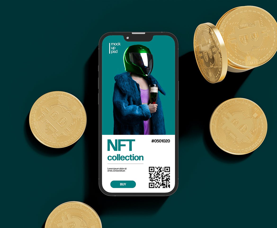 比特币和智能手机屏幕样机 Bitcoin and Smartphone Mockup 样机素材 sucaiwan.com