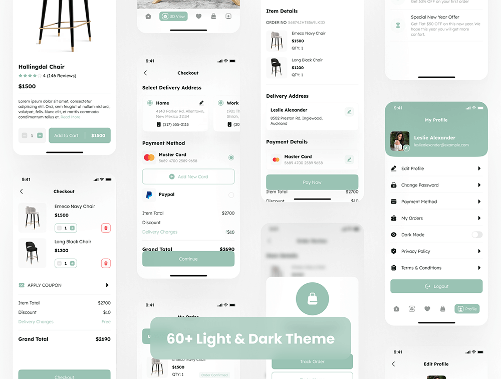 电子商务家具应用程序UI套件 APP UI sucaiwan.com