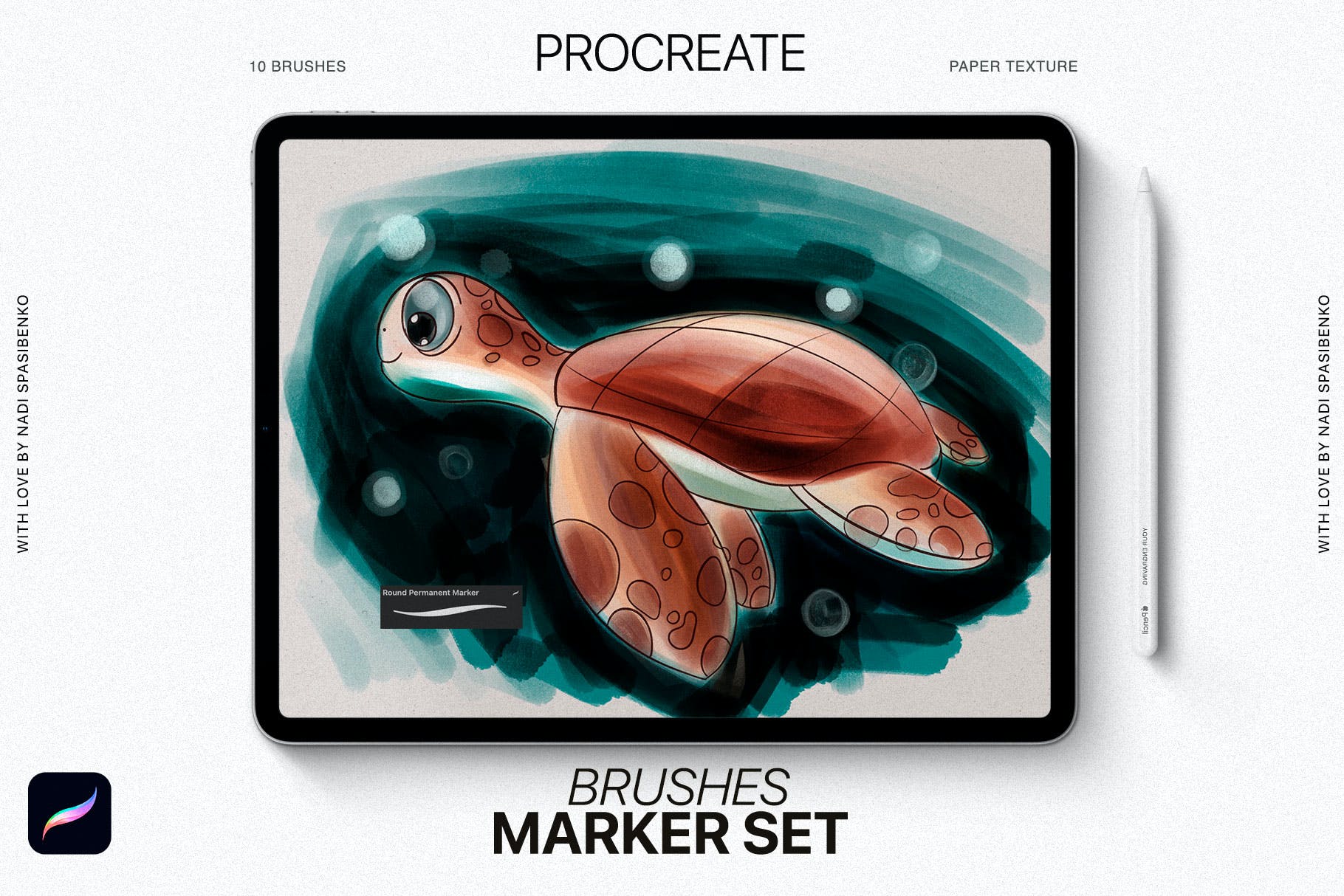 用于Procreate的逼真标记笔刷 Realistic Marker for Procreate 笔刷资源 sucaiwan.com