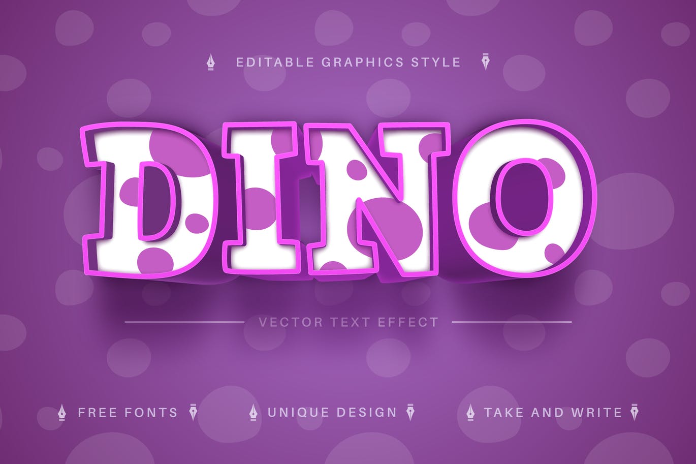 有趣漫画矢量文字效果字体样式 Dino – Editable Text Effect, Font Style 插件预设 sucaiwan.com