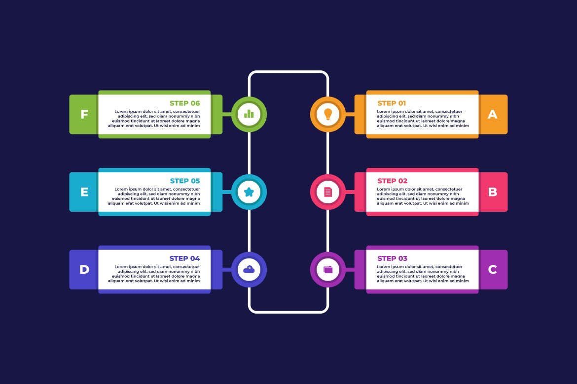 多彩商业步骤信息图表模板 Colorful Business Infographic Template 幻灯图表 sucaiwan.com