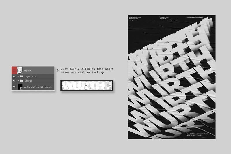 20个潮流抽象视觉海报标题特效字体设计智能贴图样机模板 Typographic Poster Layouts No.01 样机素材 sucaiwan.com