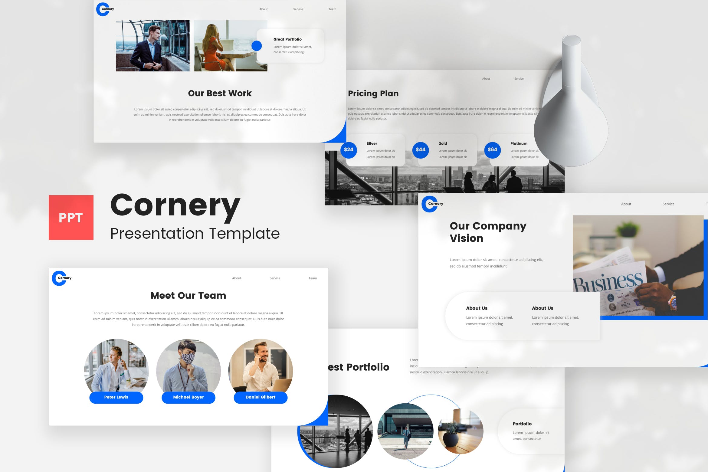 企业公司PPT素材 Cornery – Corporate PowerPoint Template 幻灯图表 sucaiwan.com