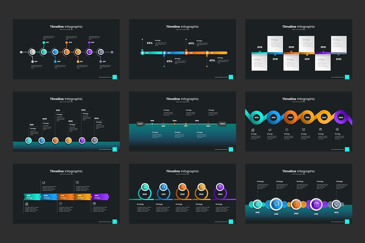 时间轴图表PPT幻灯片模板素材 Timeline PowerPoint Presentation 幻灯图表 sucaiwan.com