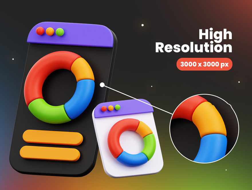 3D图标-3D立体图表数据分析图标模型PNG素材 图标素材 sucaiwan.com