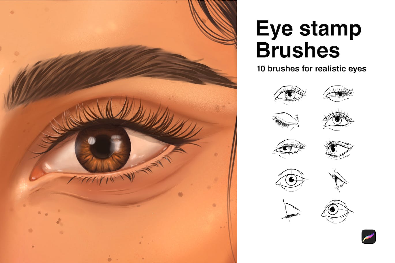 10个眼睛印章Procreate笔刷 10 Eyes Stamps Procreate 笔刷资源 sucaiwan.com