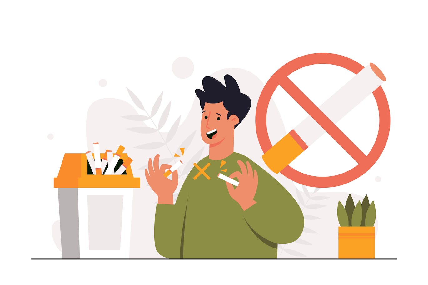 戒烟健康生活方式插画 Quit Smoking – Flat Illustration 图片素材 sucaiwan.com