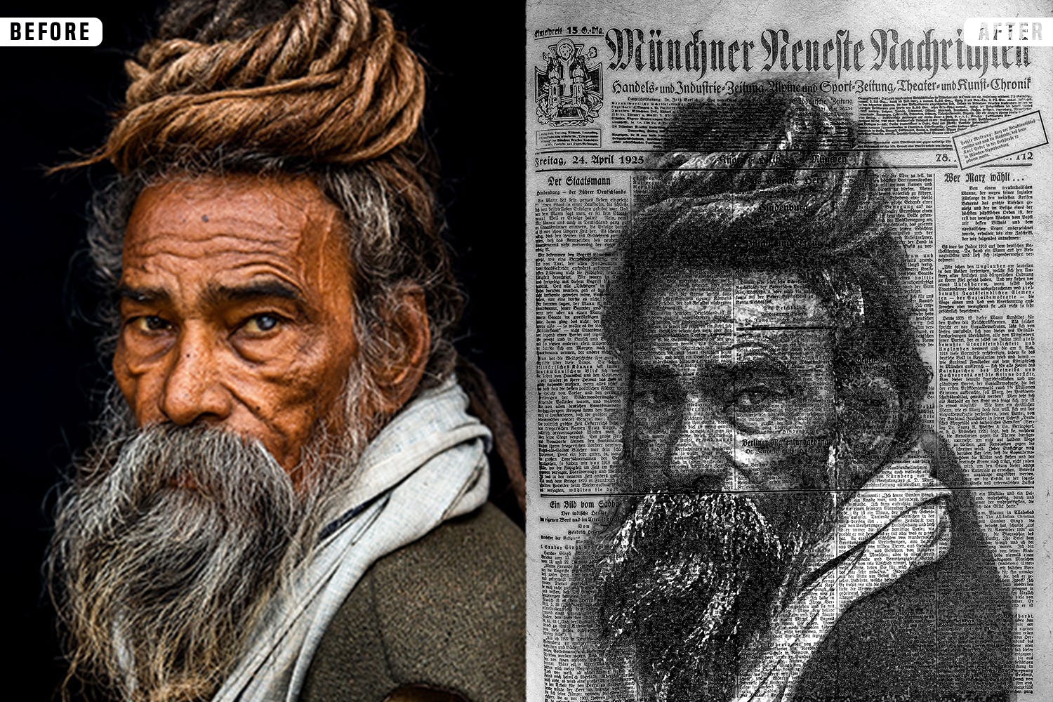 印刷报纸PS照片效果动作 News Paper Photoshop Effect 插件预设 sucaiwan.com