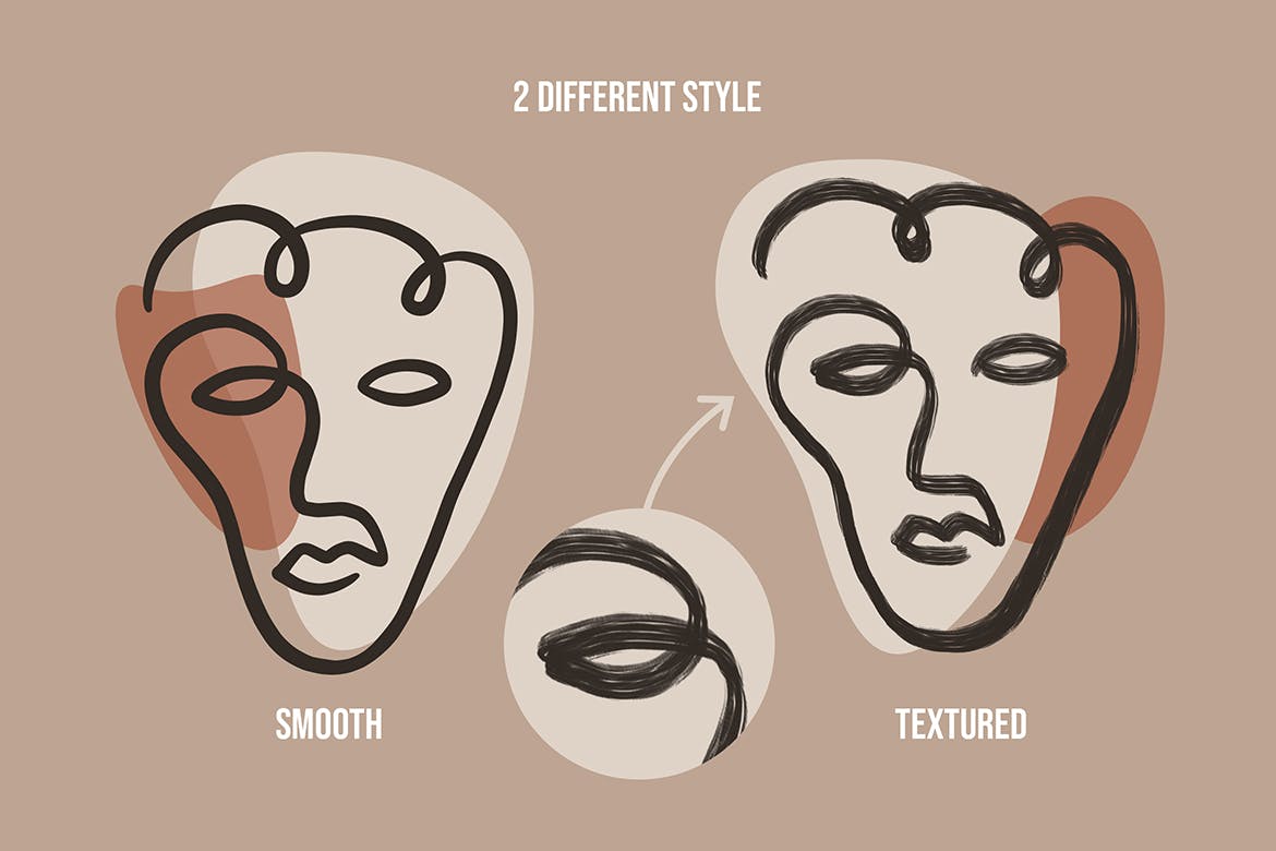 Procreate脸部线条笔刷 Procreate Facial Line Brushes 笔刷资源 sucaiwan.com