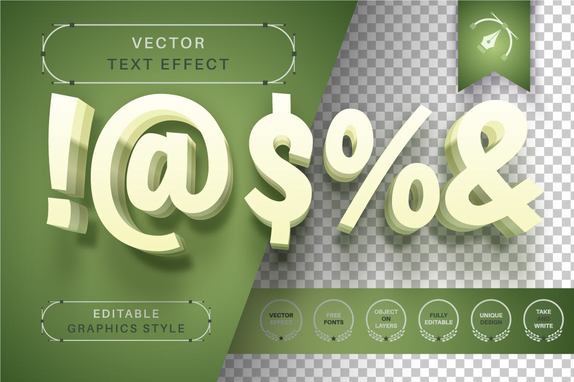 绿色分层矢量文字效果字体样式 Green Garden – Editable Text Effect, Font Style 插件预设 sucaiwan.com