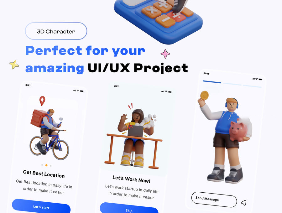 3D图标-3D人物角色UI设计插画模型PNG素材 图标素材 sucaiwan.com