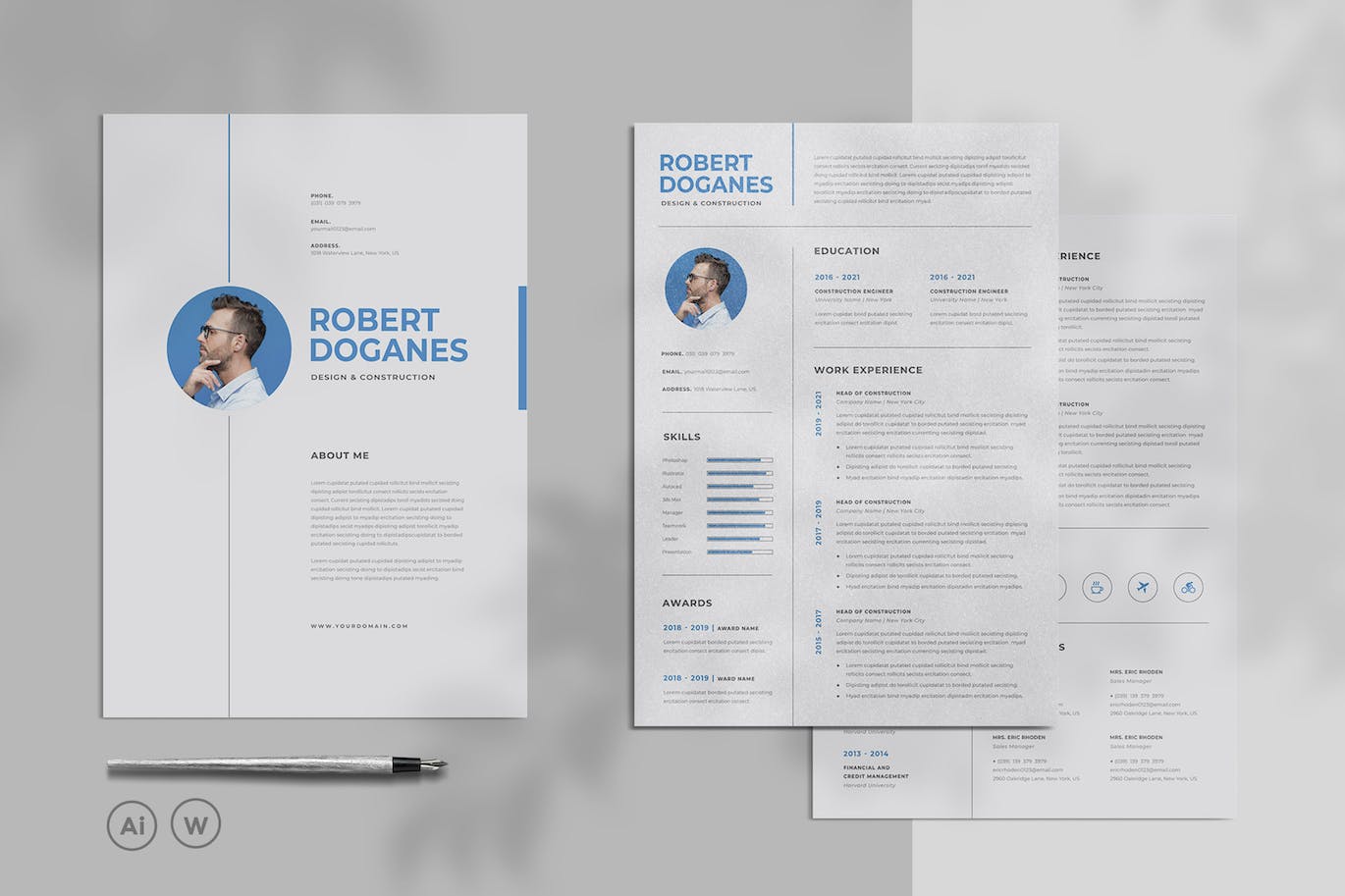 单页专业设计简历模板 Resume 幻灯图表 sucaiwan.com