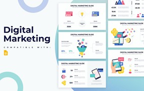数字营销信息图表谷歌幻灯片演示文稿模板 Digital Marketing Google Slides Infographics