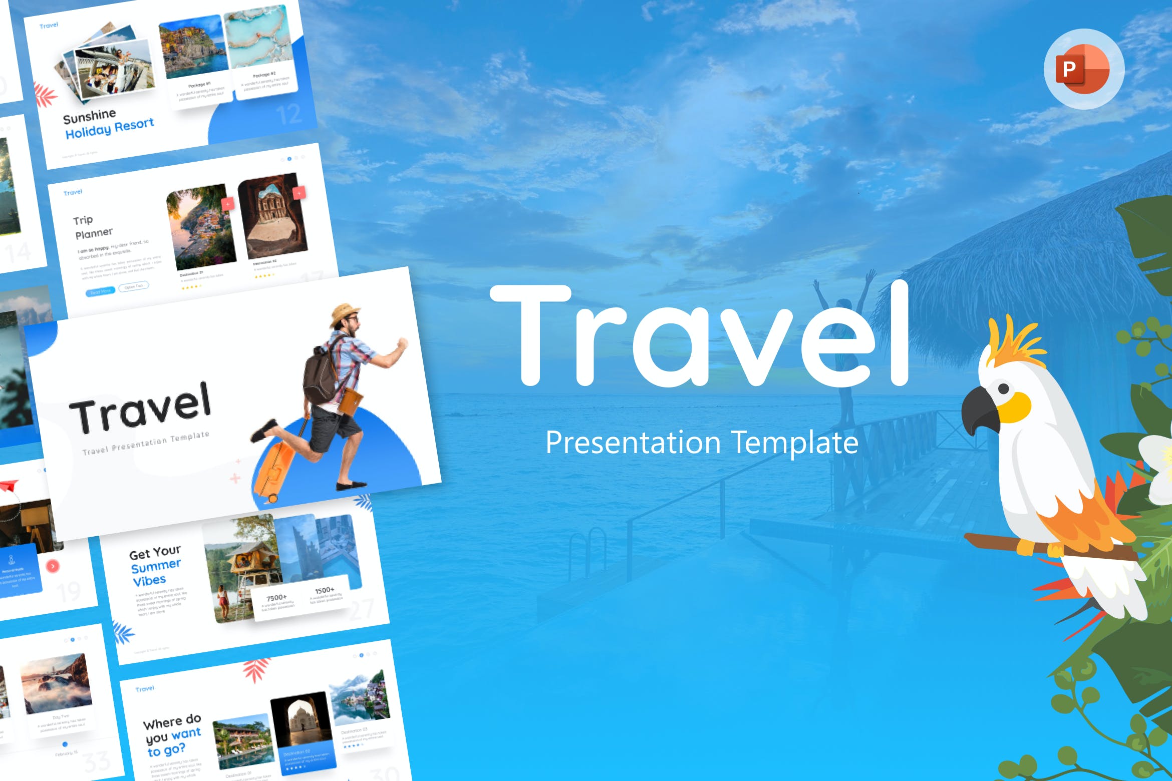 旅游创意PPT演示文稿 Travel Creative PowerPoint Template 幻灯图表 sucaiwan.com
